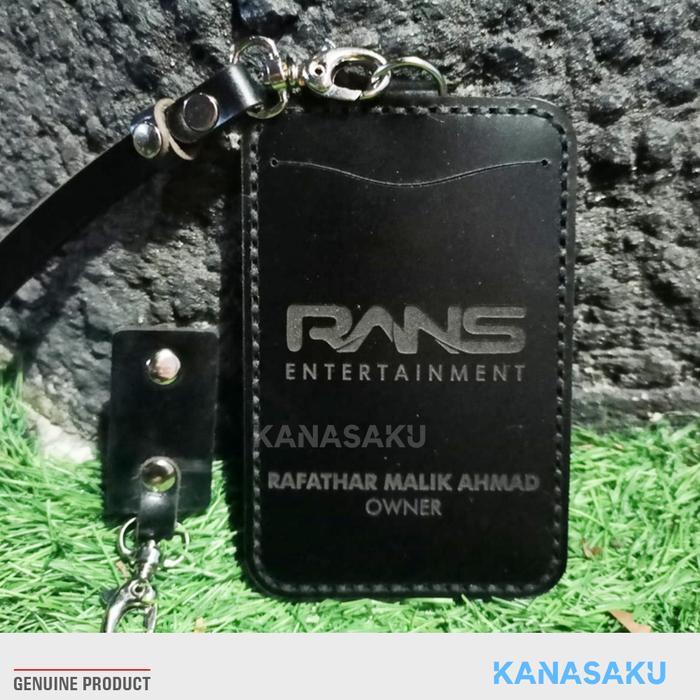 ID CARD HOLDER LANYARD KULIT NAMETAG KULIT COSTUME NAMA DAN PERUSAHAAN Cokelat Tali Klip gantungan  