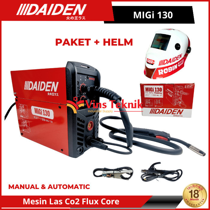 DAIDEN MIGi 130 MIGi130 Mesin Las Argon Stanless Travo Las Inverter Trafo Las Co2 Flux Core Tanpa Ga