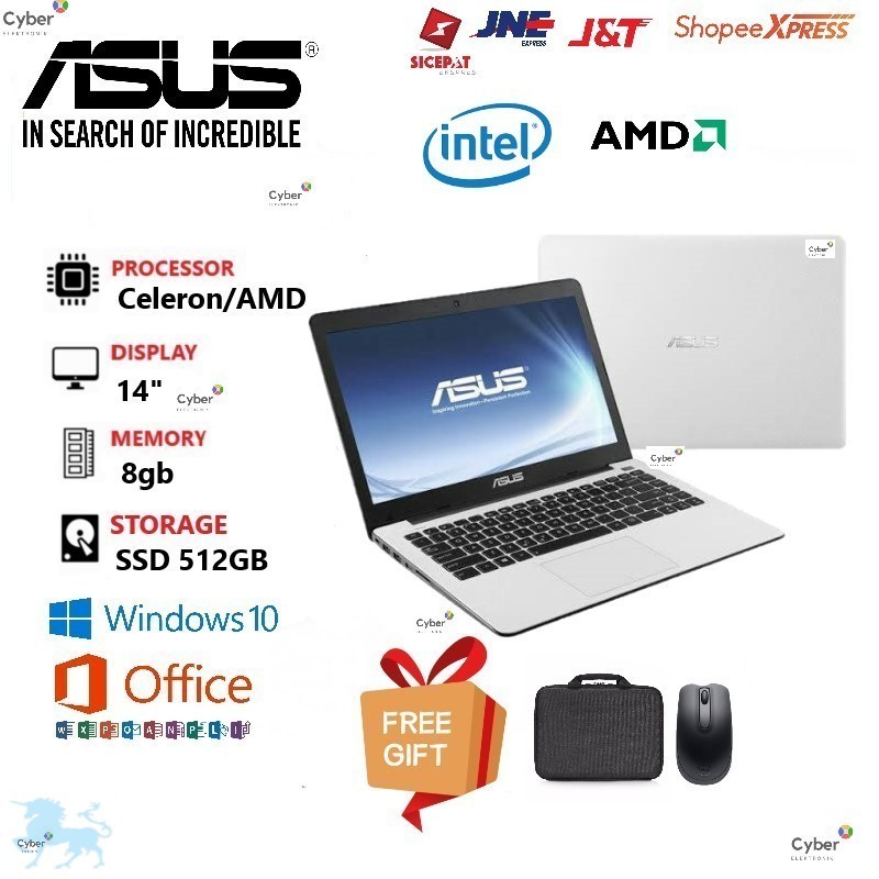 Asus 14 inch Intel/Amd Ram 8gb/Ssd 512gb Free Gift