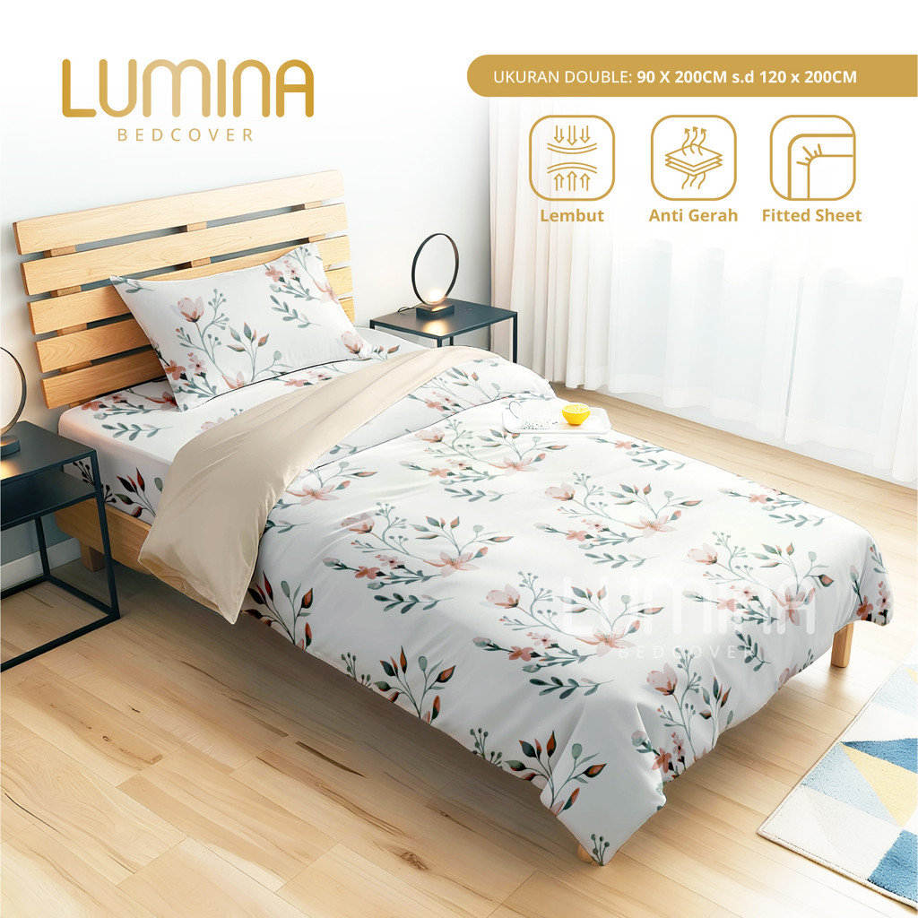 Lumina Bedcover - Sprei & Bedcover Set Khansa Mix Sand - Ukuran Lengkap 90x200/100x200/120x200
