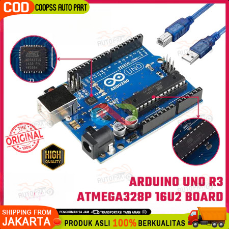 NEW Uno R3 with Cable - Arduino Uno Complatible ATmega328p dengan kabel