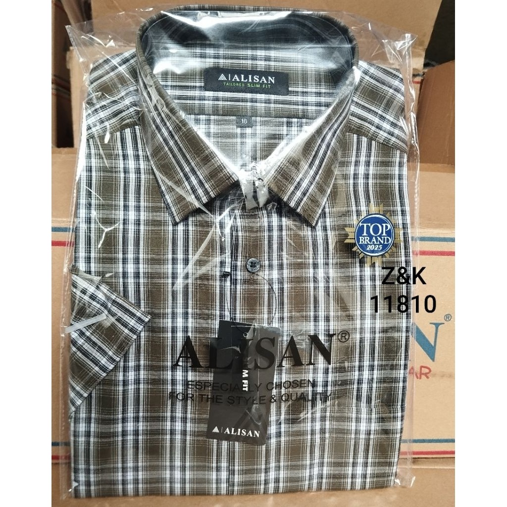 Kemeja Alisan Motif Kotak-Kotak Lengan Pendek