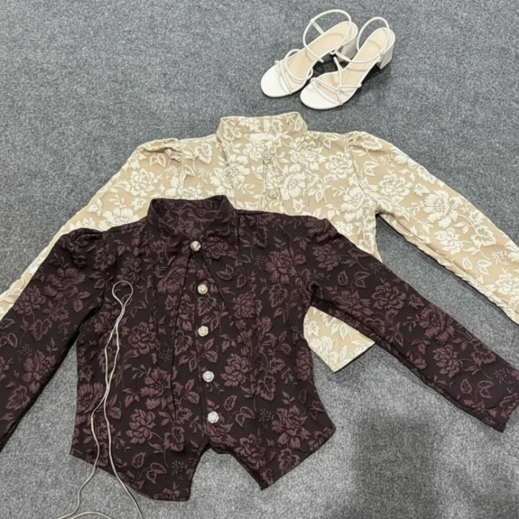 Flower Blouse Long Sleeve - Blazer Wanita Korean Look - Atasan Wanita Kondangan Bussines Casual Tren