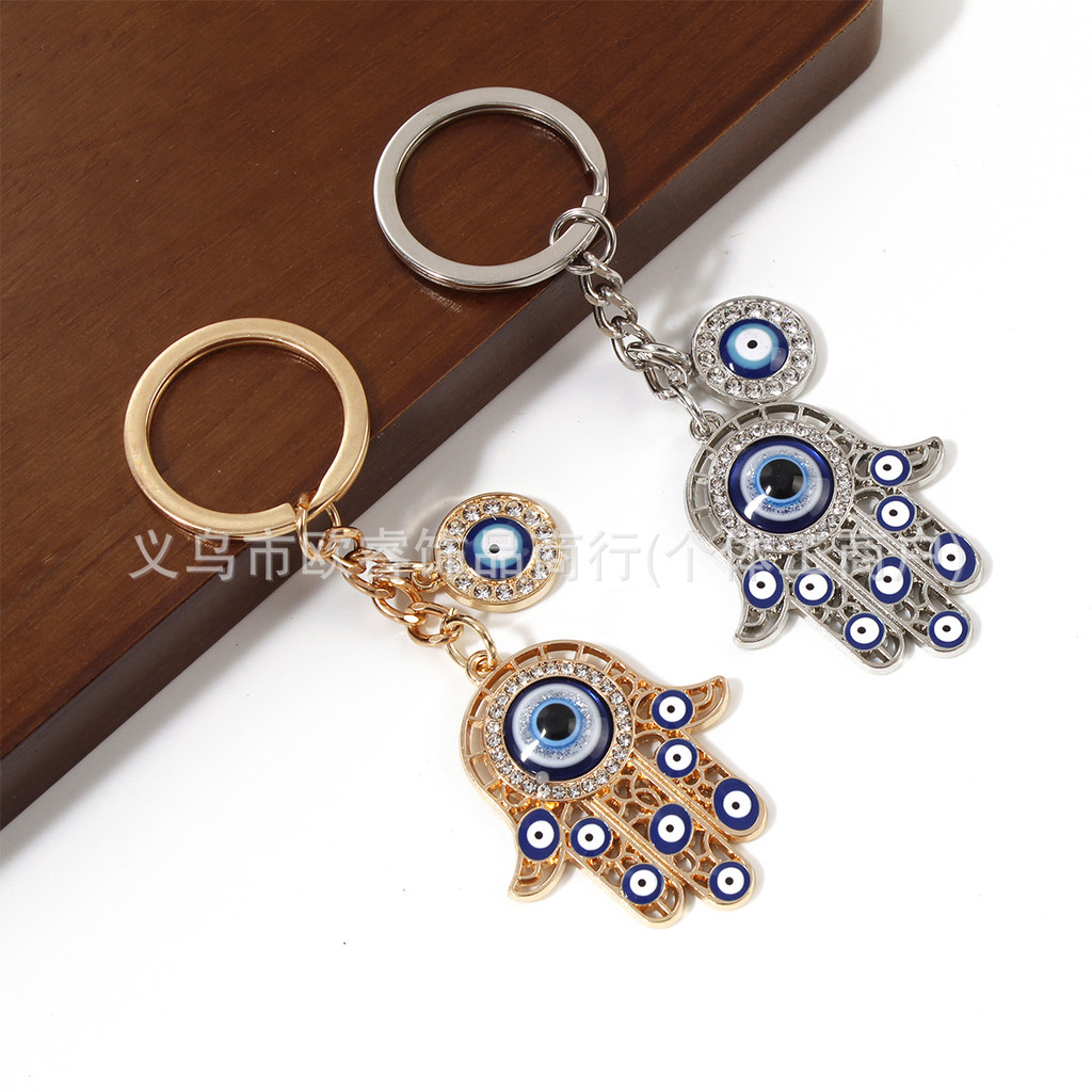 Gantungan Kunci Liontin Minyak Palem Mata Iblis Biru Berlian Baru