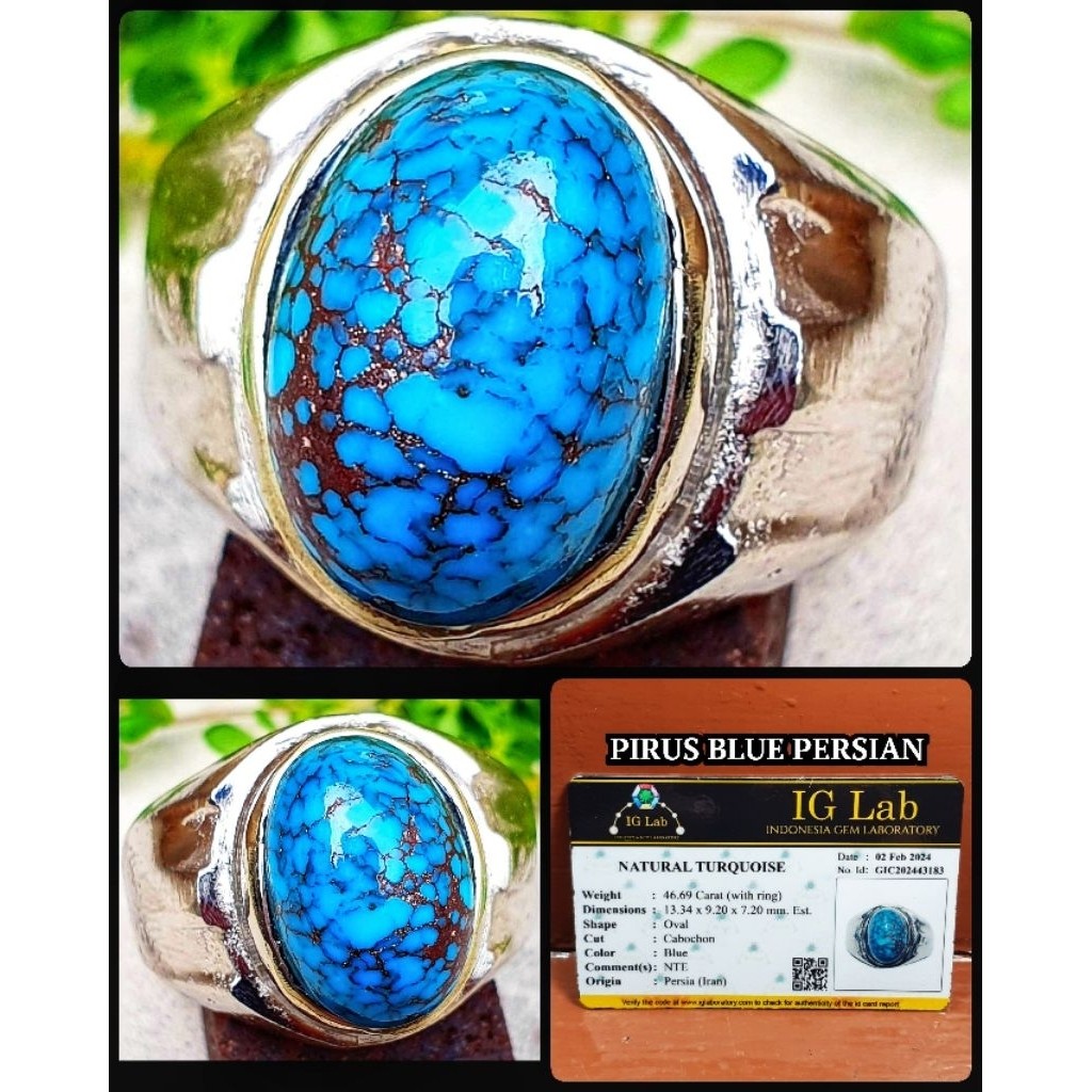 batu pirus persia super kuno urat ngerikil alami