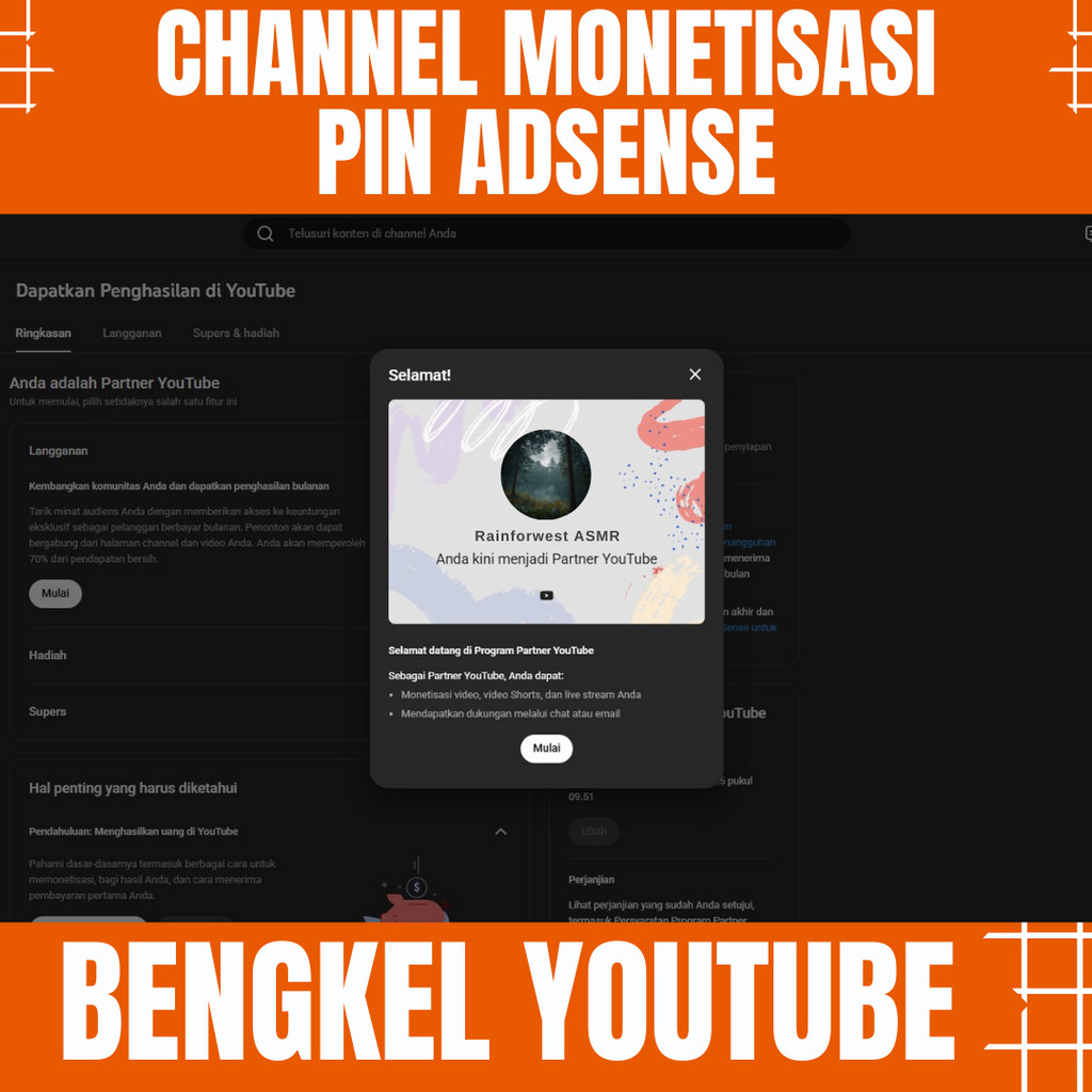 CHANEL YOUTUBE MONETIASI SUDAH PIN GUYSS