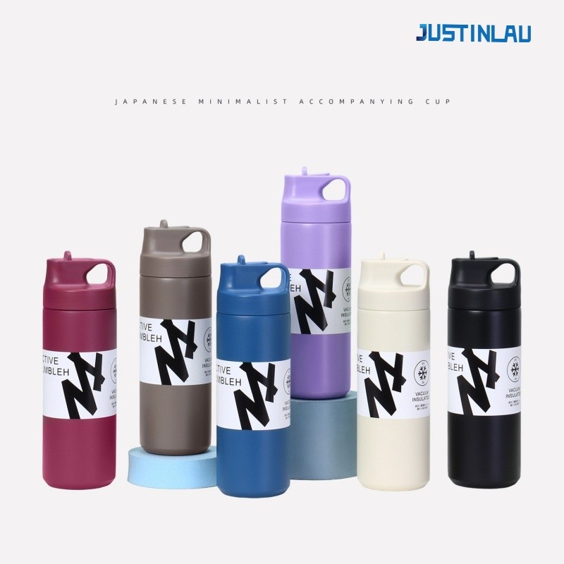 JUSTINLAU Thermal Cup Vacuum Flask Suction Spout Duckbill Cup Portable Foldable Straw Coffee Cup Wat