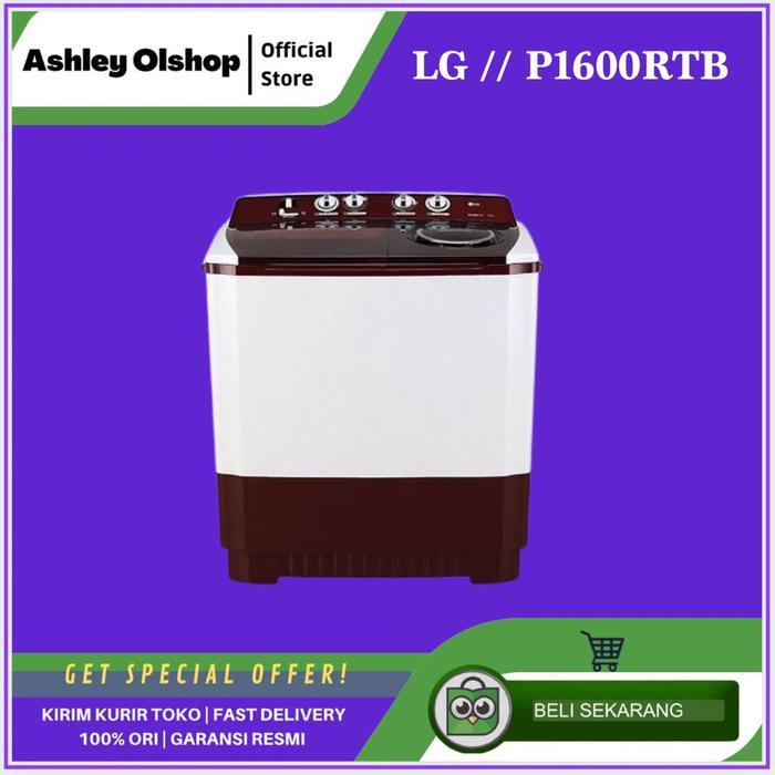 LG P1600RTB Mesin Cuci 2 Tabung 16 KG LG Twin Tub 16KG P1600RTB 16 Kg