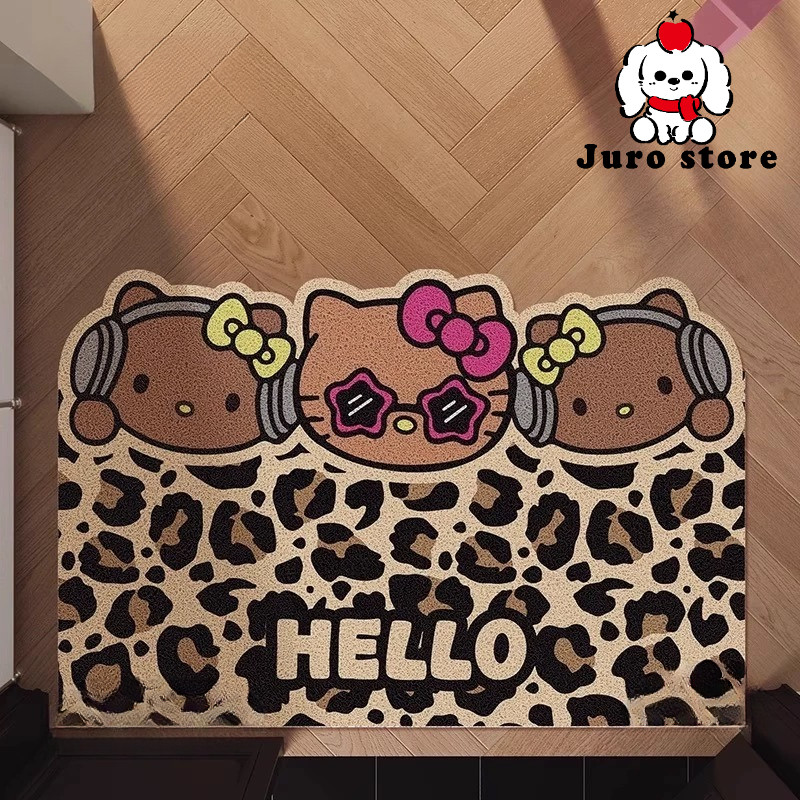 JURO Keset Outdoor Hello Kitty  Penyerap Air Anti Selip ,Keset Pintu, Keset Kulit Berkualitas Tinggi