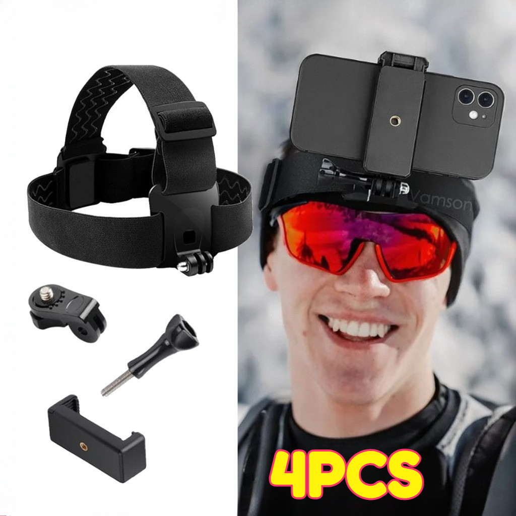 [4pcs/set]Strap Kepala Adjustable Holder Penyangga Kepala Belt Mounting Untuk Vlog HP Live Video Mou