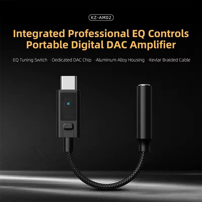 [BISA INSTANT] Knowledge Zenith KZ AM02 DAC With 4 EQ Preset Portable Decoding Amplifier Dongle DAC 