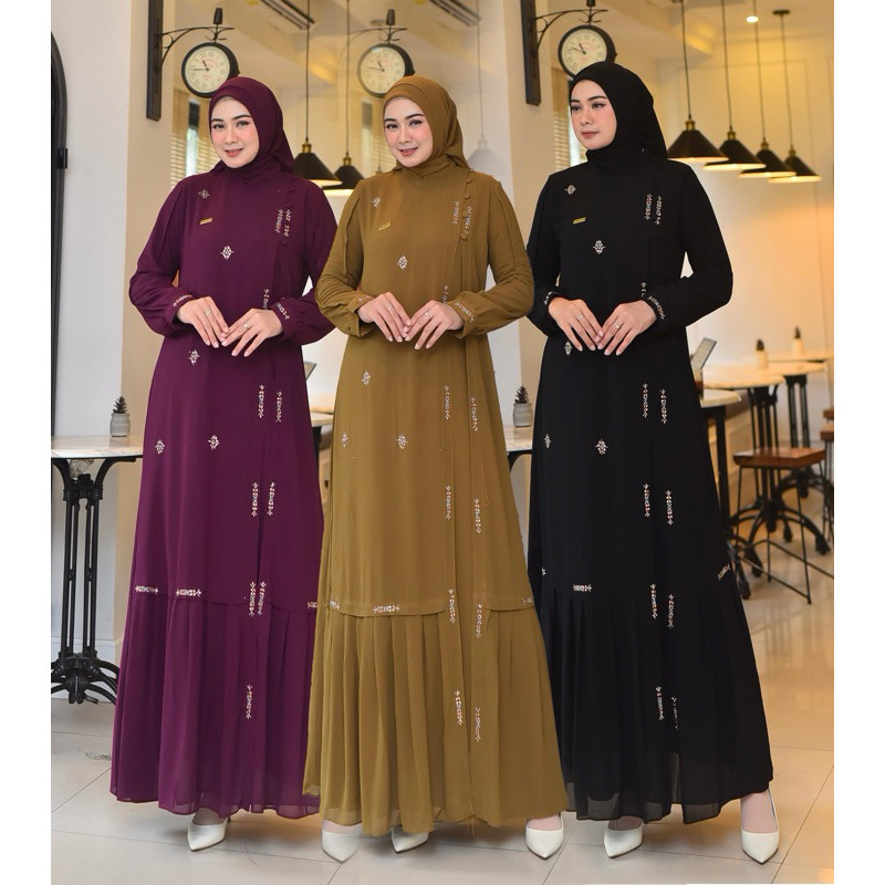 SETRAMALL    Kamila Mode - Gamis hijab payet bahan premium | Gamis terbaru 2025 | Gamis set hijab