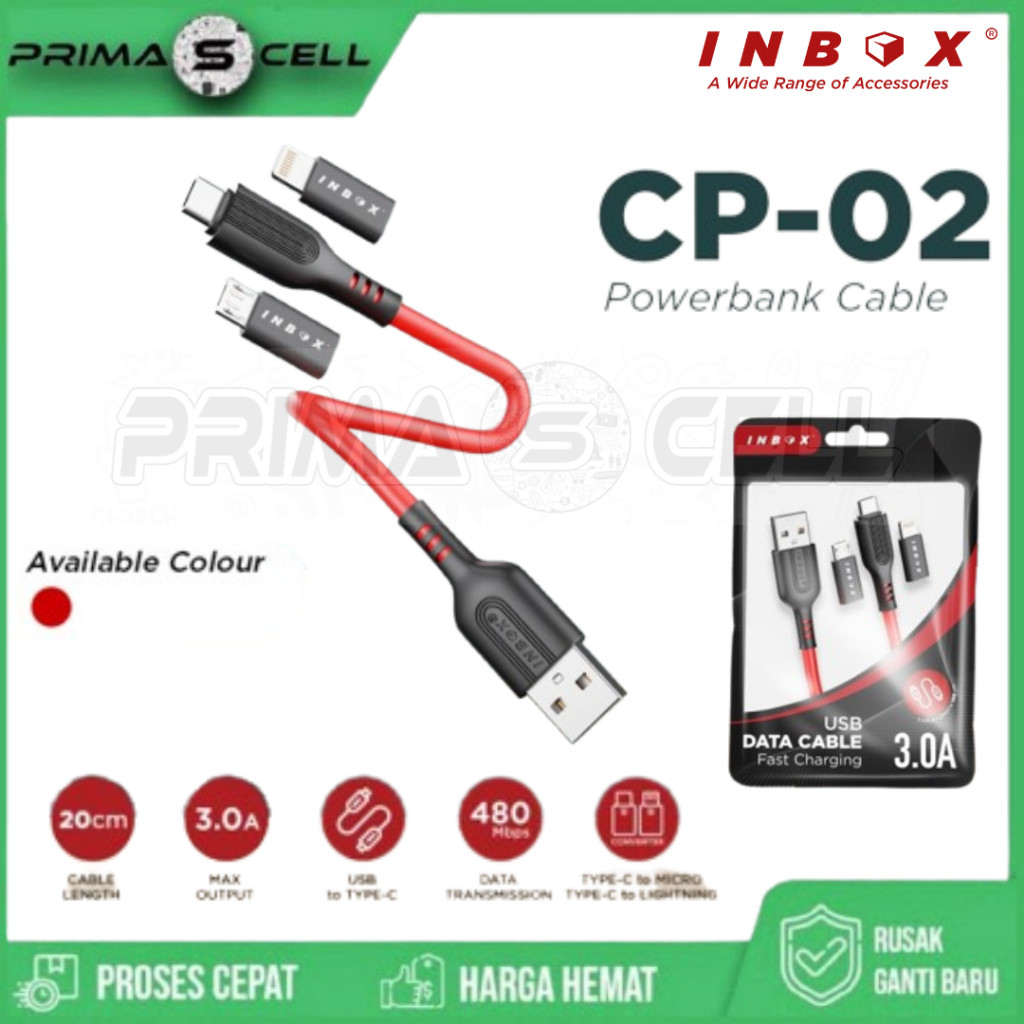 Inbox Powerbank Kit Kabel Data CP-02 USB Type C dan Converter Set Fast Charging Micro dan Lightning 