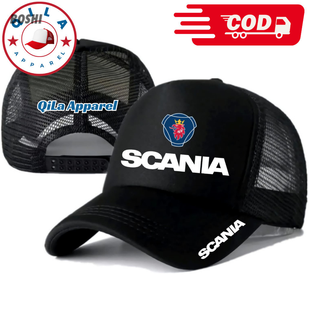 QiLa Apparel Topi Trucker SCANIA - Topi Distro SCANIA Logo - Topi SCANIA Premium - Topi Pria Dewasa 