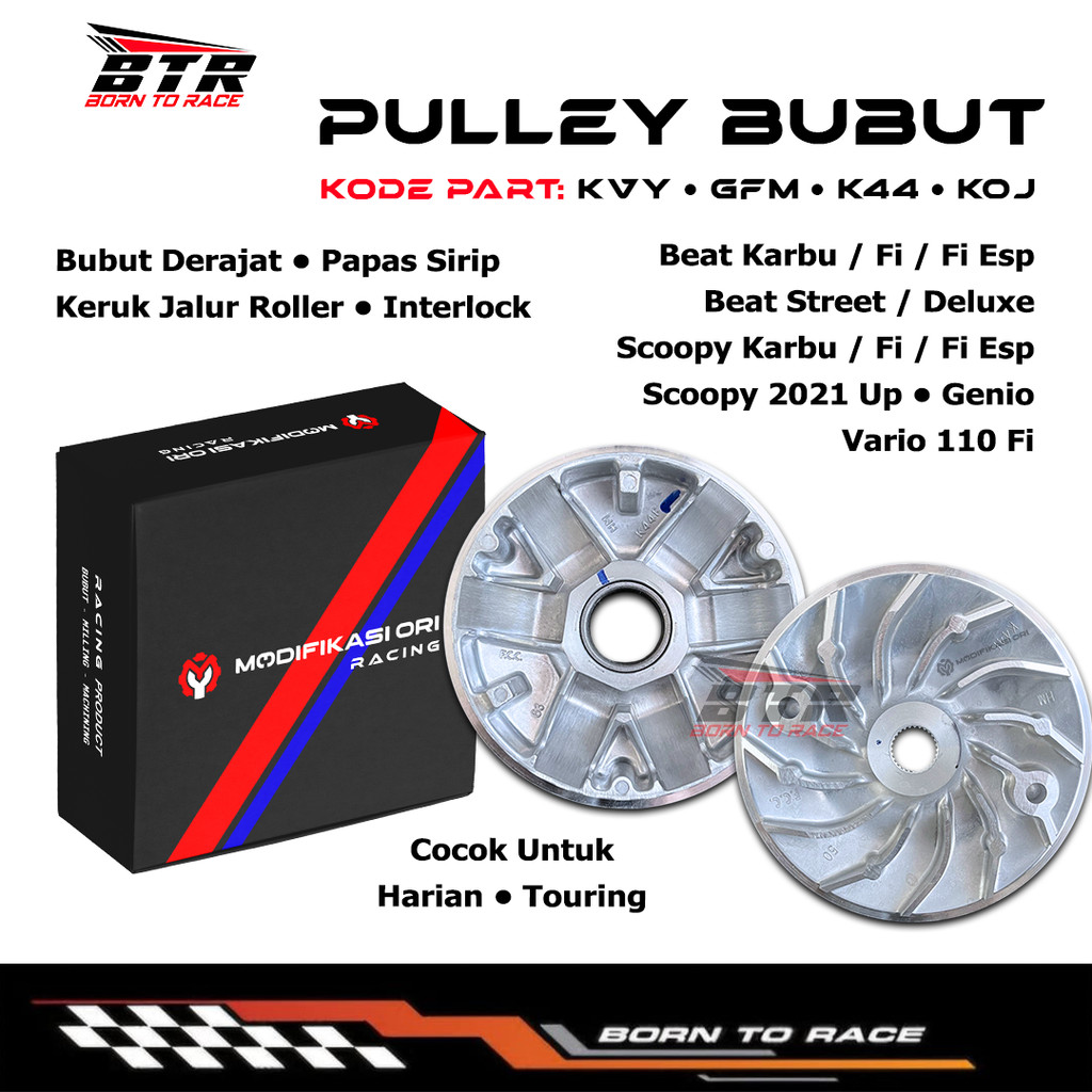 NEW Rumah Roler Beat Fi Pully Custom Beat Karburator Pulley Bubut Puli Kipas Set Kirian Rumah Roler 
