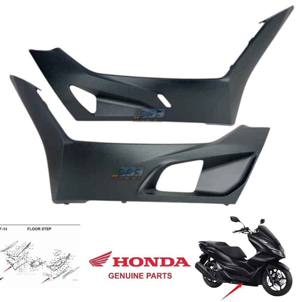 Cover under side sirip bawah samping pcx 160 K1Z kanan kiri hitam doff