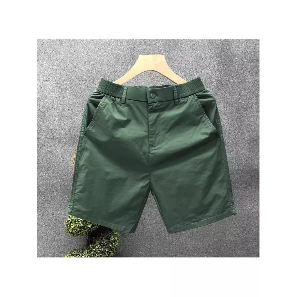 Celana pendek kasual pria, celana pendek putih slim-fit pria.