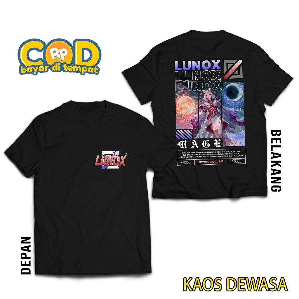 KAOS MOBILE LEGEND LUNOX - KAOS LUNOX DIVINE GODDES - HERO MAGE - KAOS ML VIRAL - T-SHIRT PRIA - ATA