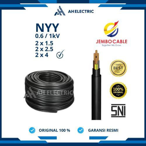 Jembo Kabel Tunggal NYY 2x4 mm / 2 x 4 mm | 1 Roll 25 Meter / 50 Meter / 100 Meter