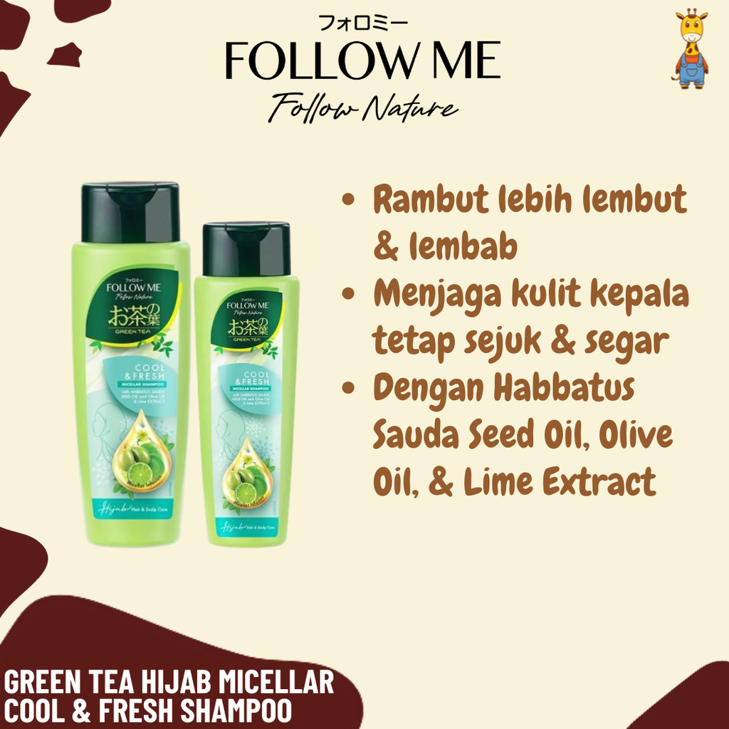 Follow Me Green Tea Hijab Micellar Cool & Fresh Shampoo - Sabun Shampoo