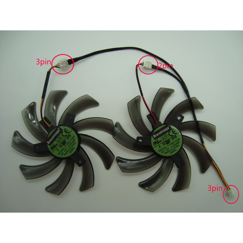 Free Shipping EVERFLOW T129215SM 95mm 3Pin 2Pin DC12V 0.25A For Gigabyte GTX660Ti GTX650 Graphics Ca