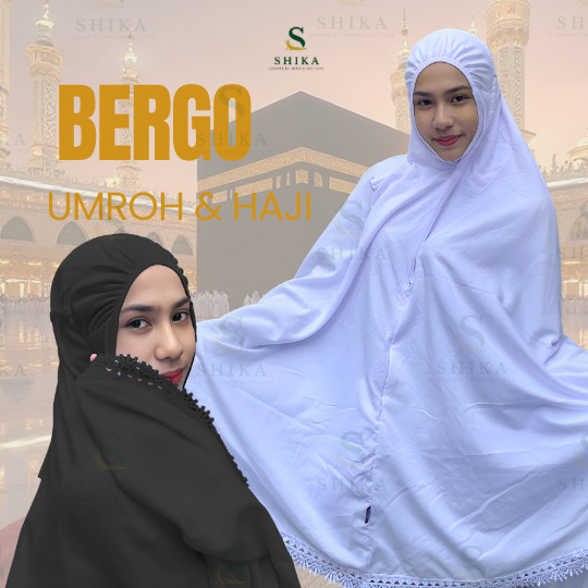 Bergo Instan Katun Renda Panjang – Simpel, Anggun & Praktis | Putih     & Hitam Elegan