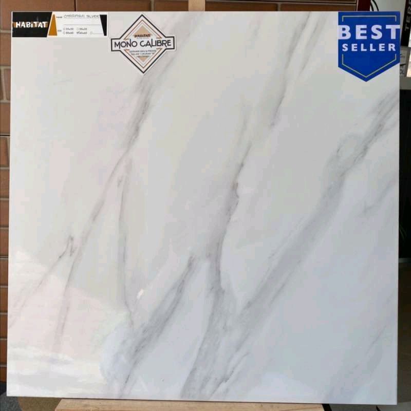 Keramik Cutting Lantai Dan Dinding 60x60 Dan 30x60 Carara Silver Glossy | Kilap | Licin Product Habi