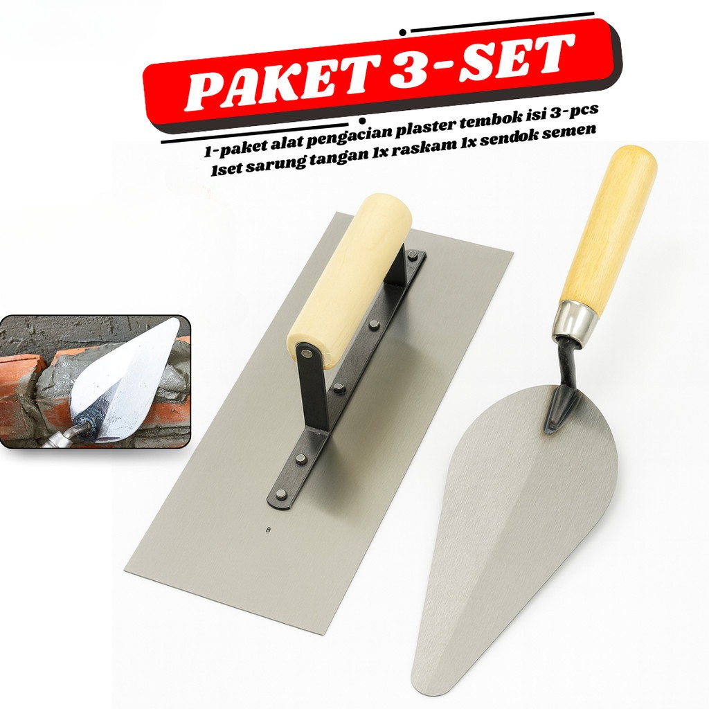 Paket Murah Roskam Acian Semen - Roskam Galur Asli Baja 27 cm dan Sendok Galur Asli Baja 20 cm