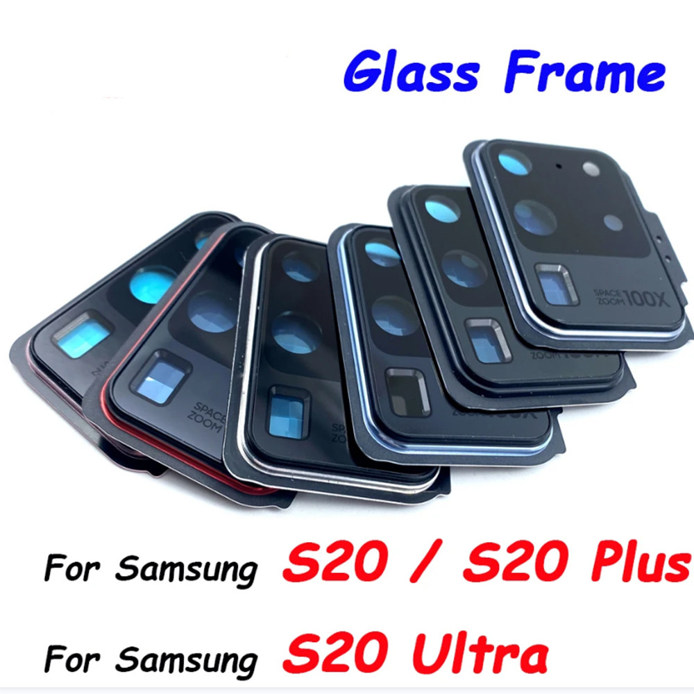 New For Samsung S20+ S20 Plus S20 Fe S20 Ultra Back Camera Glass Lens + Frame Rear Housing Back Cove