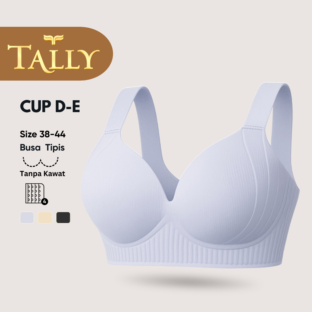 YONA.ID TALLY Bra Tanpa Kawat Busa Tipis Bahan Seamless Cup D - E Kait 4 Bra JUMBO BH 4606 Sarwendah