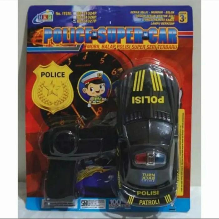 TREND PROMO = Mainan Anak= mainan mobil polisi Indonesia pakai baterai - remot hitam
