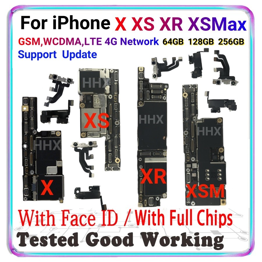 For iPhone X / XR/ XS / XS Max Unlocked Motherboard With Face ID 64GB 128GB Clean iCloud Logic Board