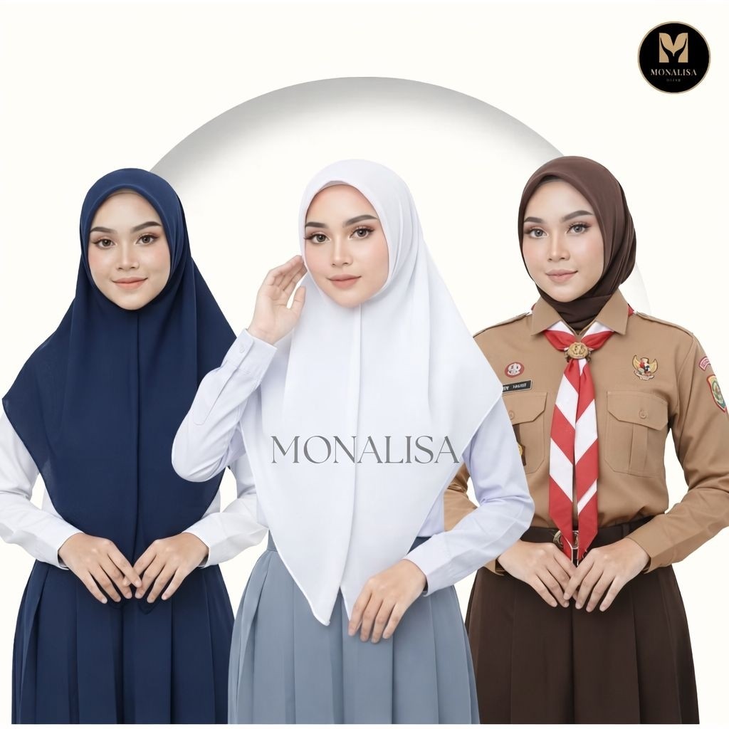 Hijab Sekolah Voal Paris Premium & Paris Jadul Monalisa | Warna Sekolah Lengkap