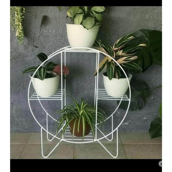 BESI 8 MM/RAK BUNGA BESI/RAK BUNGA MINIMALIS/STANDING POT BESI/RAK BUNGA MURAH Rak - Putih