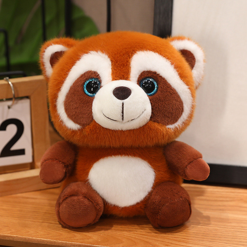 20CM Lifelike Red Panda Stuffed Animals Raccoon Plush Toy Lying Fox Raccoon Pillow Backrest Sleeping