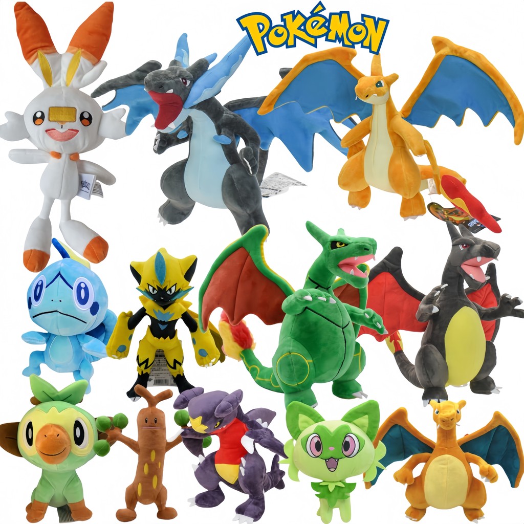 Pokemon Plush Sobble Grookey Scorbunny Plush Stuffed Doll Sprigatito Zeraora Garchomp Sudowoodo Shin