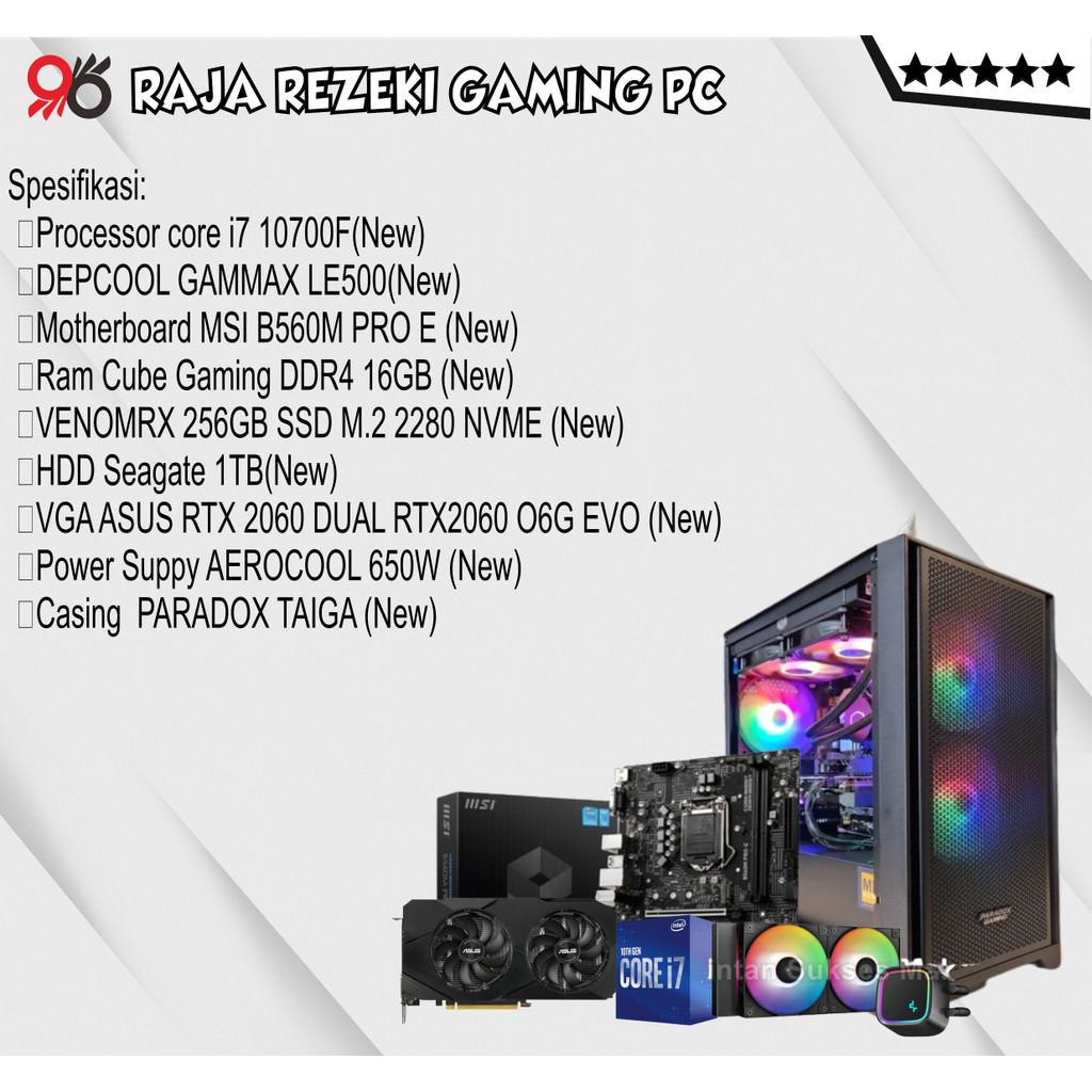 CPU i7 10700F | RAM 16GB DDR4 | VGA RTX 2060 6GB