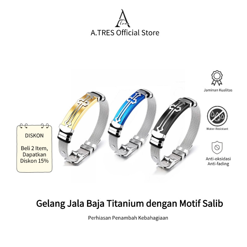 Gelang Pria Baja Titanium Dengan Desain Salib Gelang Titanium Gelang Pria Gelang Bracelet Gelang Kri