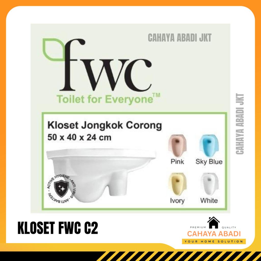 CLOSET / KLOSET JONGKOK FWC PUTIH CORONG LURUS LANTAI 2 (GOJEK)