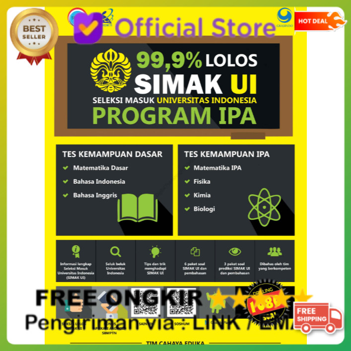 PASTI LULUS 99,9% LOLOS SIMAK UI SELESKI MASUK UNIVERSITAS INDONESIA PROGRAM IPA IDO101 LOLOS UJIAN