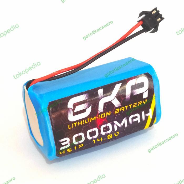 Batre Battery Baterai Robot Vacum Vacuum Cleaner Li-ion 14.8V 3000mah - Konektor Hitam, 3400mAh