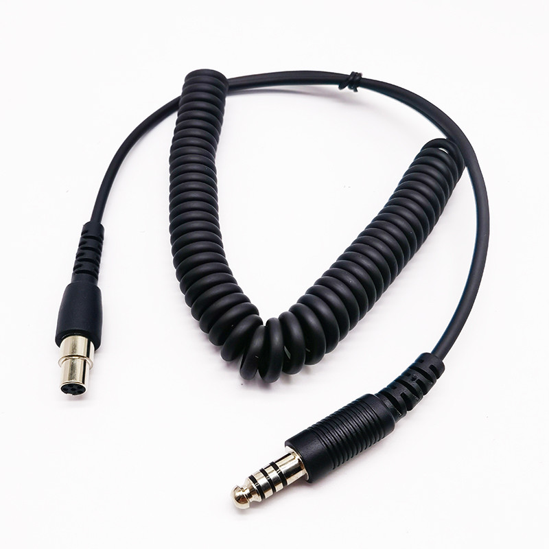 U174 Plug to Mini XLR5 Jack Adapter 2M Durable Coiled Cable Compatible with GA Military Aviation Hel