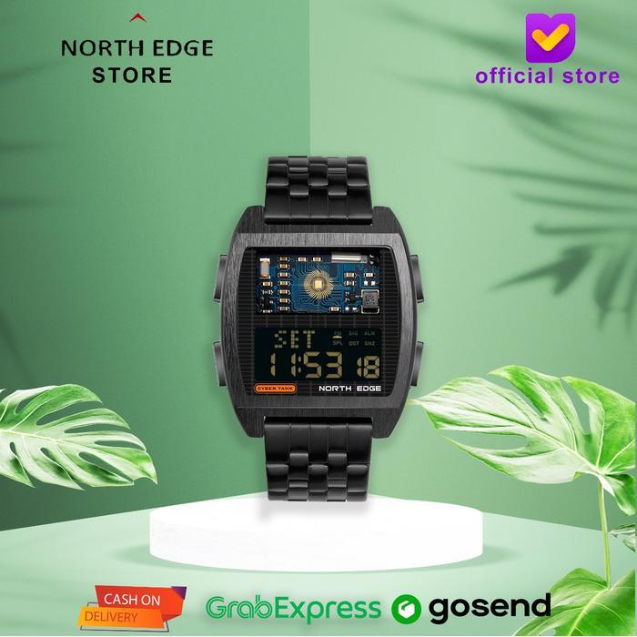NORTH EDGE CYBER TANK Jam Tangan Pria Tali Rantai Water Resist 50 M