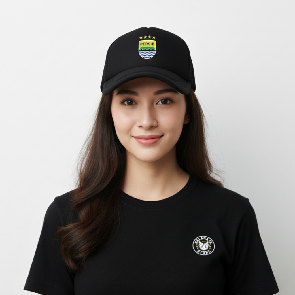 Topi PERSIB Jaring Unisex Topi Persib Bandung Trucker Hat Casual Hitam Premium Topi Baseball