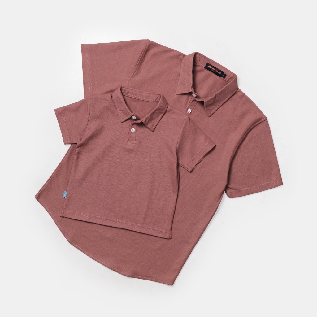 KEKERUN CottonGo Kids Polo Couple Ayah dan Anak Dusty Pink