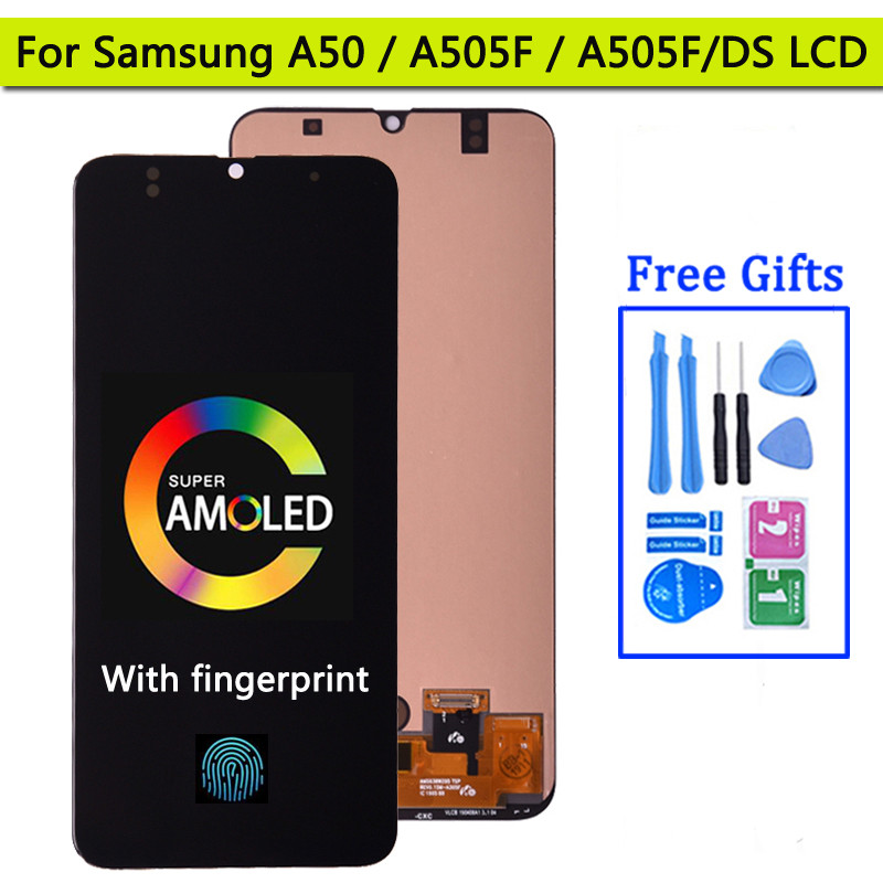 Super AMOLED 6.4'' splay For Samsung  A50 SM-A505FN/DS A505F/DS LCD splay Touch Screen gitizer For S