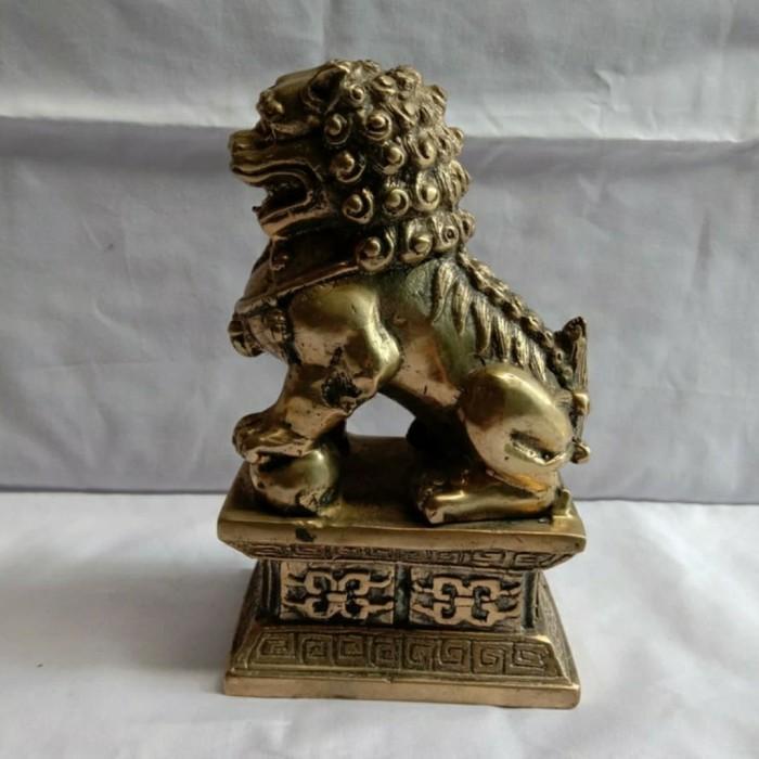 Patung Pajangan Singa Qilin Kuningan Unik Antik