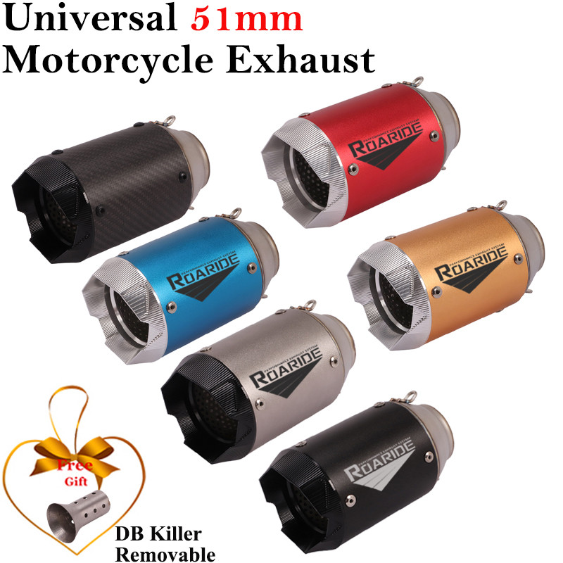 Universal 51mm Motorcycle Racing Exhaust Pipe Escape Mofied Muffler Carbon Fiber For MT09 Z900 S1000