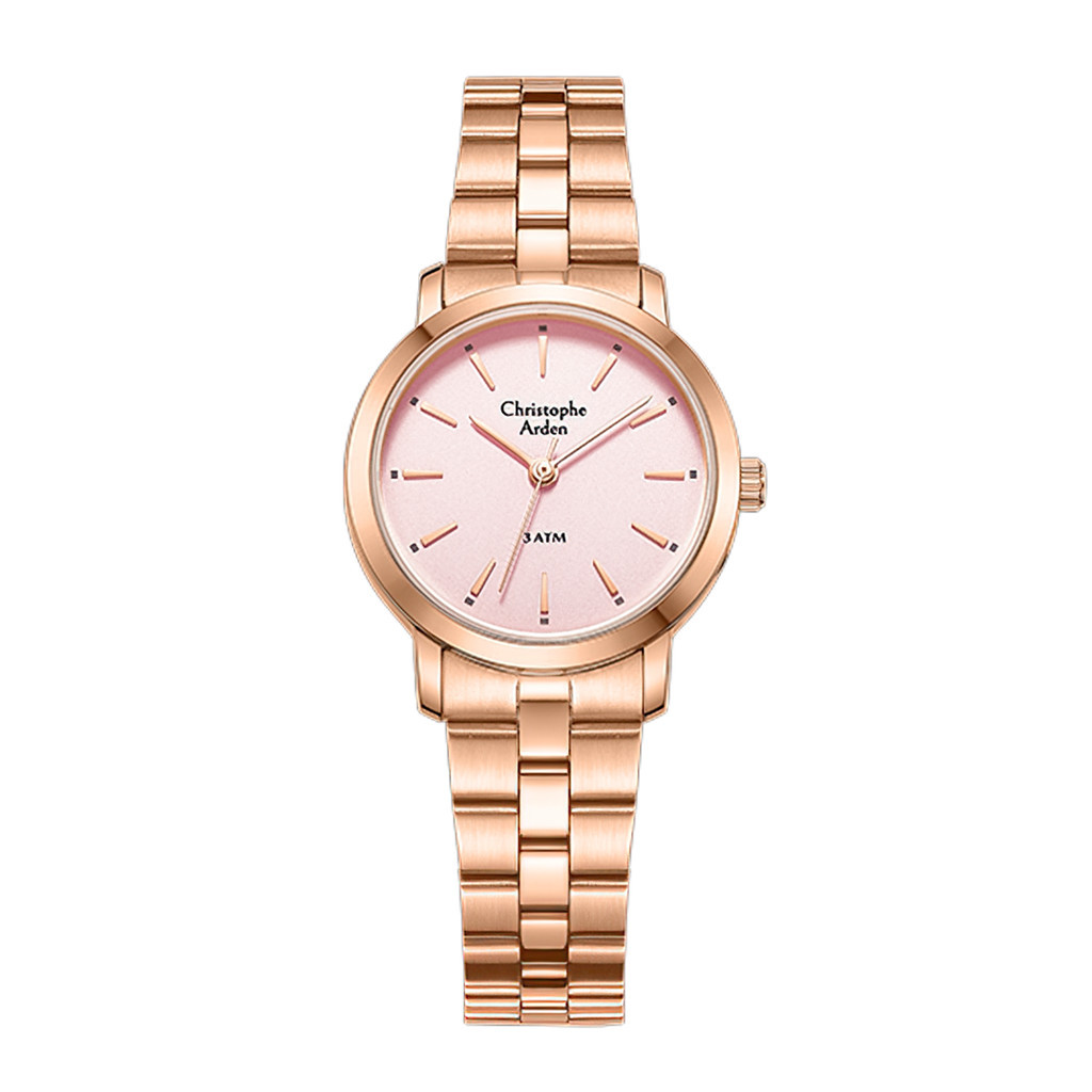 Jam Tangan Wanita Christophe Arden CA 1002 LHBRGPN Pink Dial Rose Gold Stainless Steel Strap