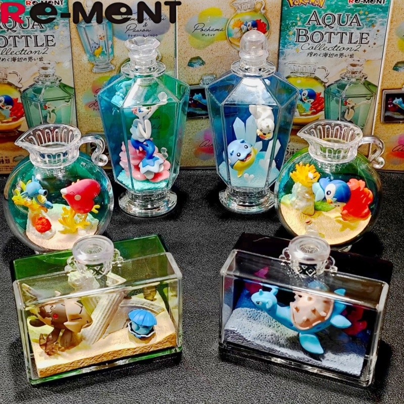 Genuine Re-Ment Pokemon Figure Re-Ment Aqua Bottle Collection 2 Drift Bottle Luvdisc Horsea Piplup L